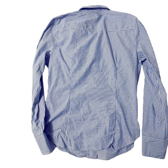 J. Crew 365 Blue/White Striped Fitted Button Up Collared Shirt - 10 Slim - Picture 4 of 9